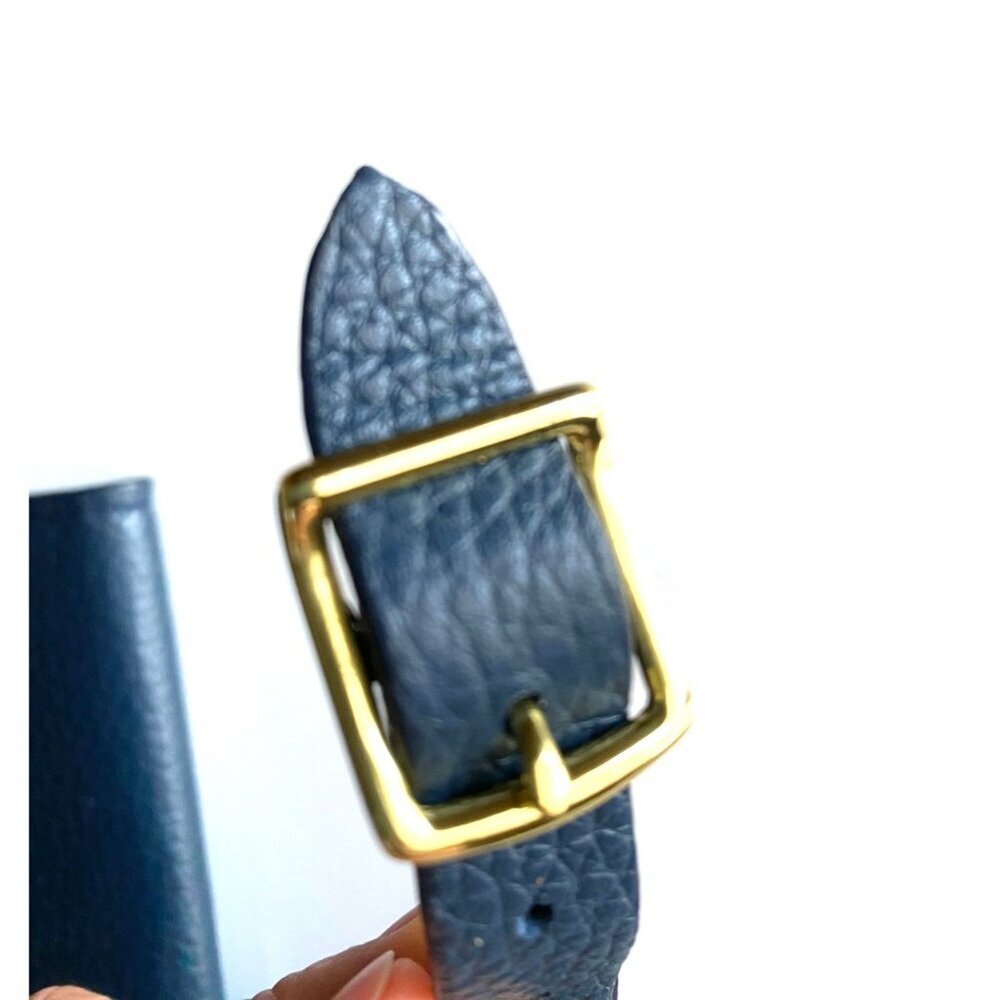 Lucchese Leather Passport Holder + Luggage Tag Set Navy Blue NWT - Picture 4 of 13